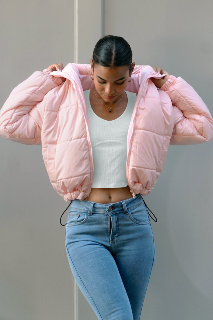 puffer jacket rosa bebe