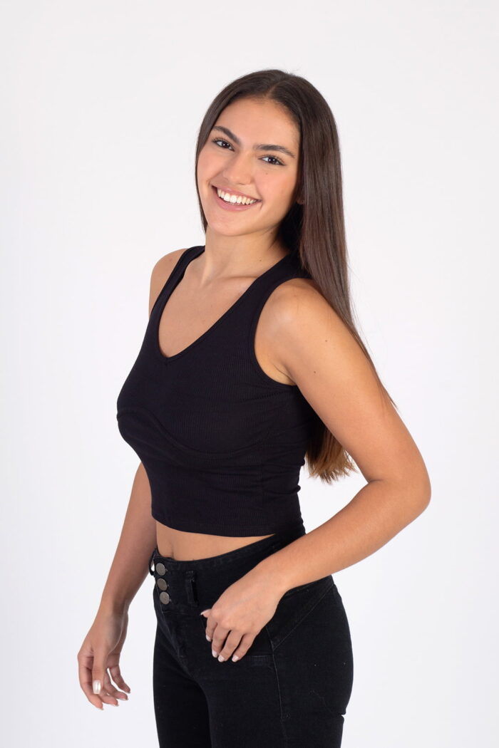 Top onda rib negro